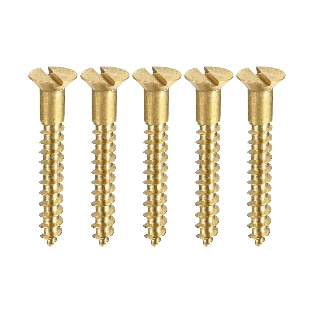 Wood Screws M3.5 x 25mm Slotted Flat Head Brass Self-Tapping Screw 50 Pcs