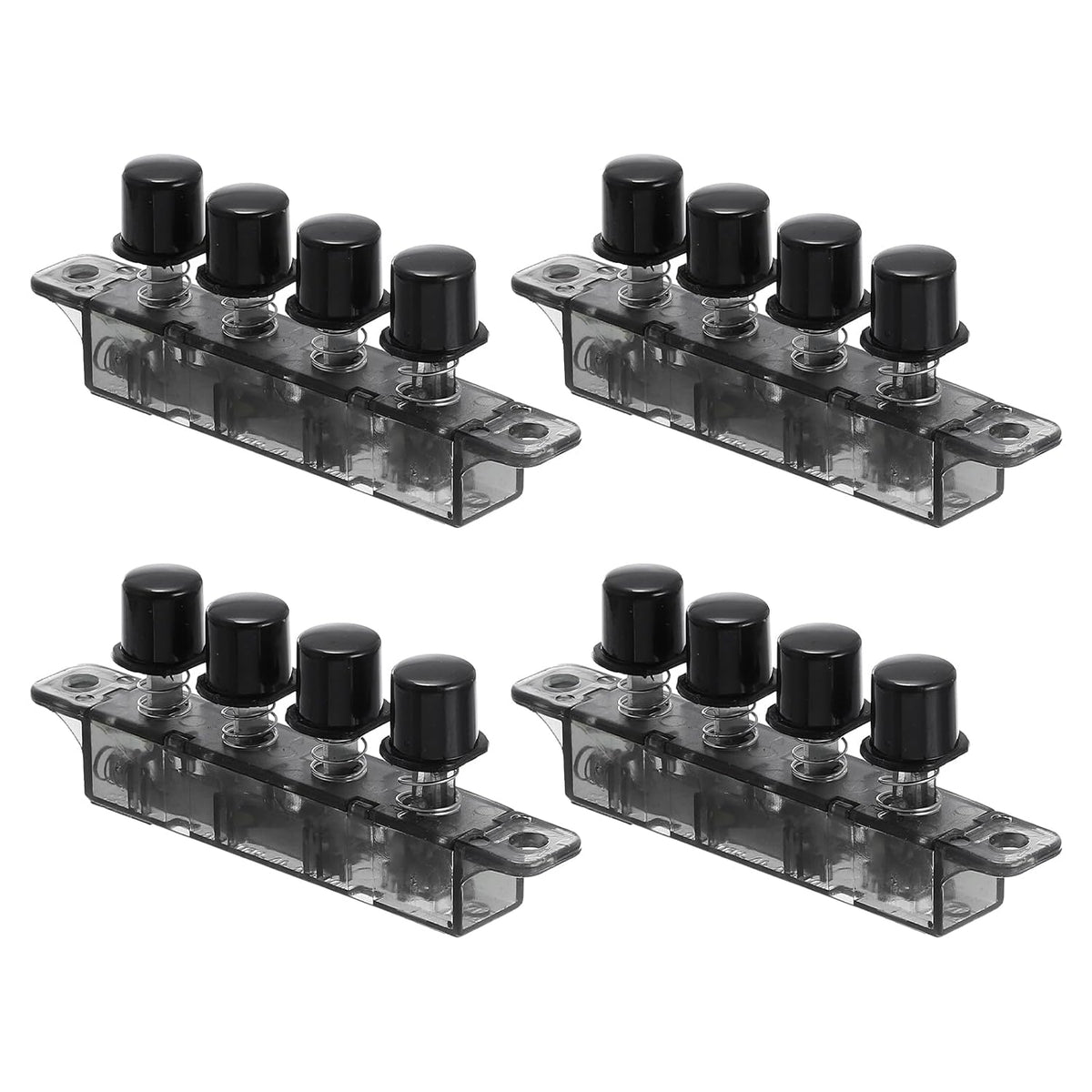 4Pcs Range Hood Keyboard Switch, MQ166 AC 250V 4A 4 Push Button Piano Type Key Board Switches for Range Hood, Black
