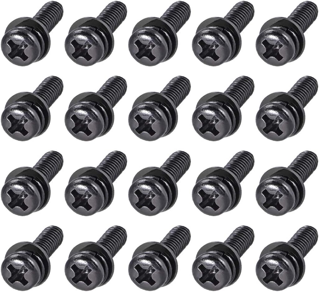 M5 x 16mm Carbon Steel Phillips Pan Head Machine Screws Bolts Combine with Spring Washer and Plain Washers 20pcs