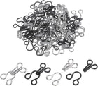 60 Sets Sewing Hooks and Eyes Closure Set, Copper Metal Rust Proof 23mmx11mm Large Black & Silver Tone Bra Hooks Replacement for Trouser Skirt Dress Pants