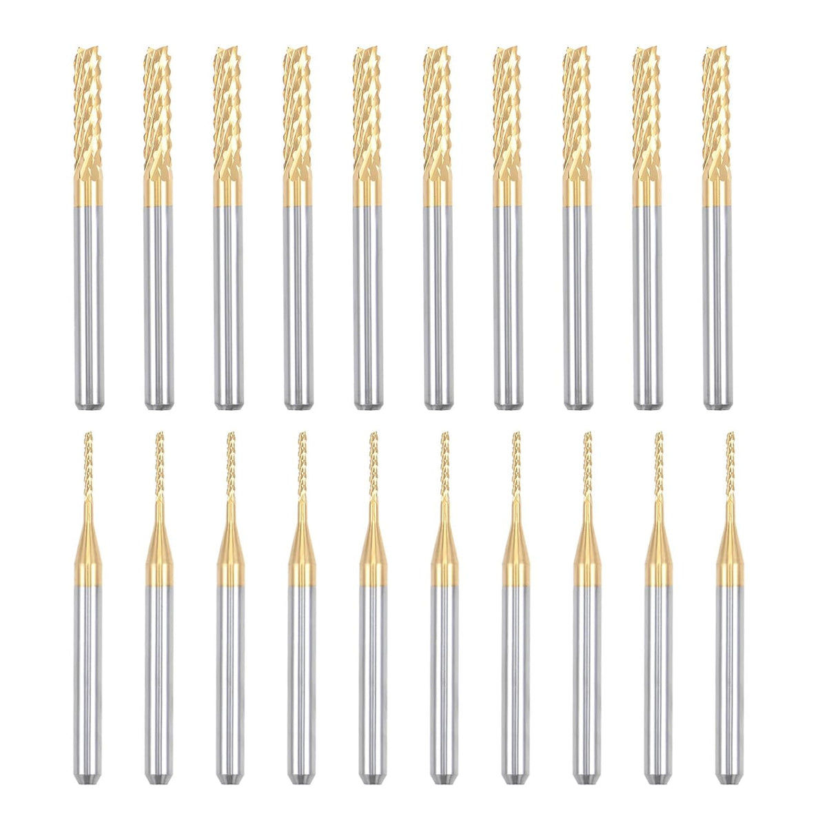 20Pcs 1mm 3mm Titanium Coat Carbide End Mill Engraving Milling Cutter CNC Router Bits for PCB Machine, 1/8" Shank