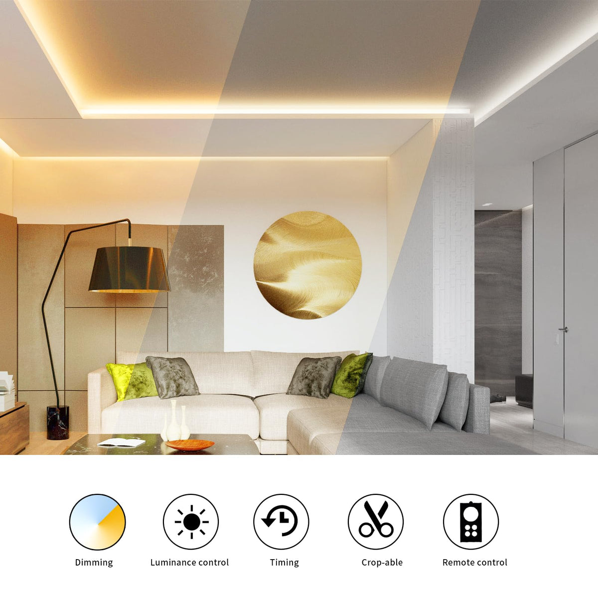 LinkMejor CCT COB LED Strip Lights, alb ajustabil cu dimming 2700K-6500K