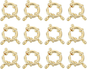 Spring Ring Clasps, 12Pcs 12mm Stainless Steel Round Close Spring Ring Clasps Connectors for DIY Necklace Bracelets Jewelry Making, Gold Tone