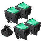 Mini 4P DPST Snap in Plastic Car Rocker Switch w Green Lamp AC 250V 16A UL Listed 4Pcs