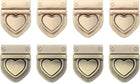 LinkMejor 8Set Turn Lock Clasp Kit, Heart Press Lock Clasp Closure Twist Turn Locks Hardware Buckle Fasteners for Purse Leather Making (28x32mm, Gold,Bronze)