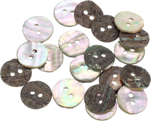20 Pcs Natural Shell Buttons, 2 Hole Mother of Pearl Buttons 15mm Sewing Buttons Sewing Craft Buttons for Shirt Sewing DIY Crafts Decoration, Brown/White
