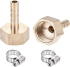 Brass Barb Hose Fitting Connector Adapter 6mm Barbed x G1/2 Female Pipe with 6-12mm Hose Clamp 2Set