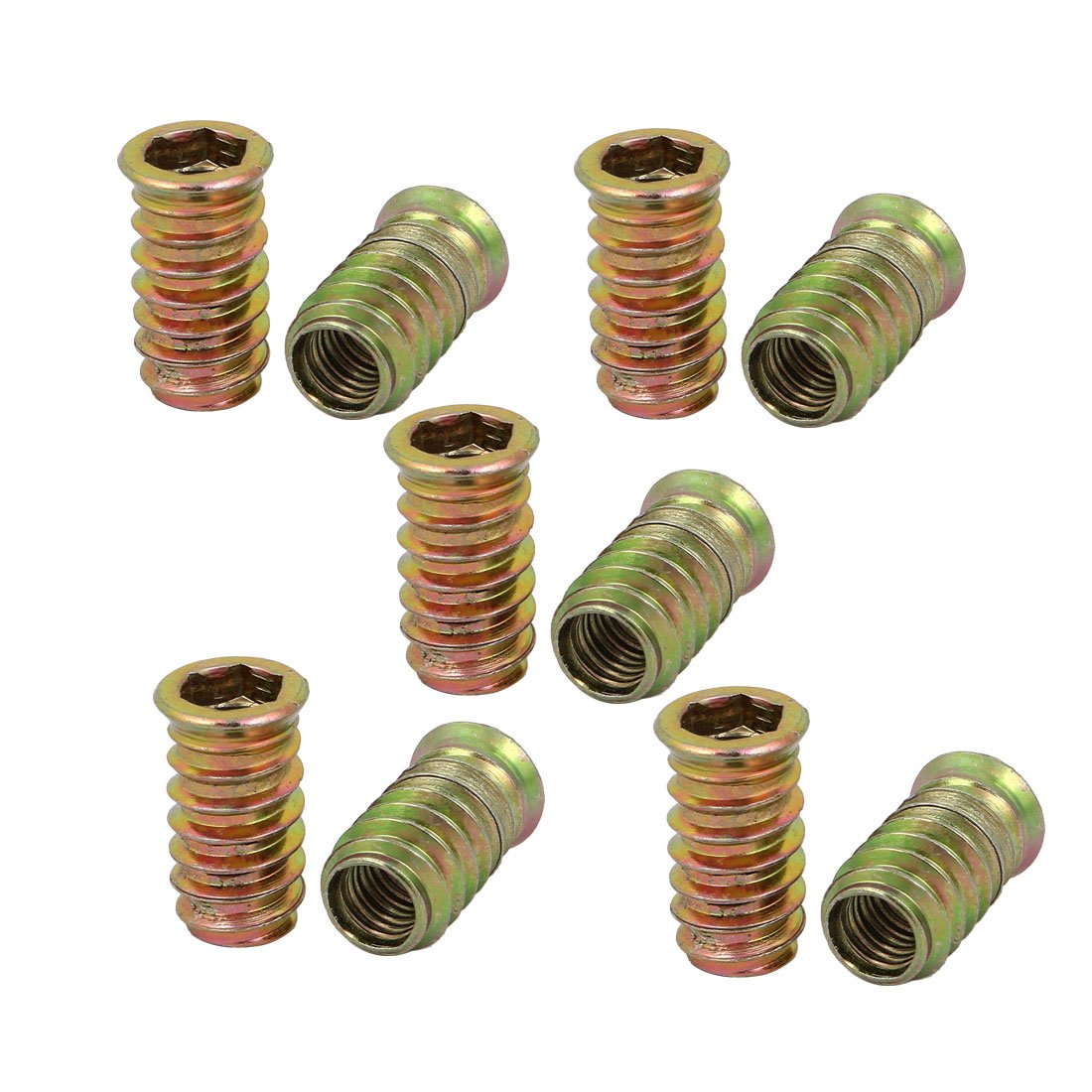 10pcs M10x30mm Zinc Plated Hex Socket Drive Countersunk Head Insert Nut for Wood
