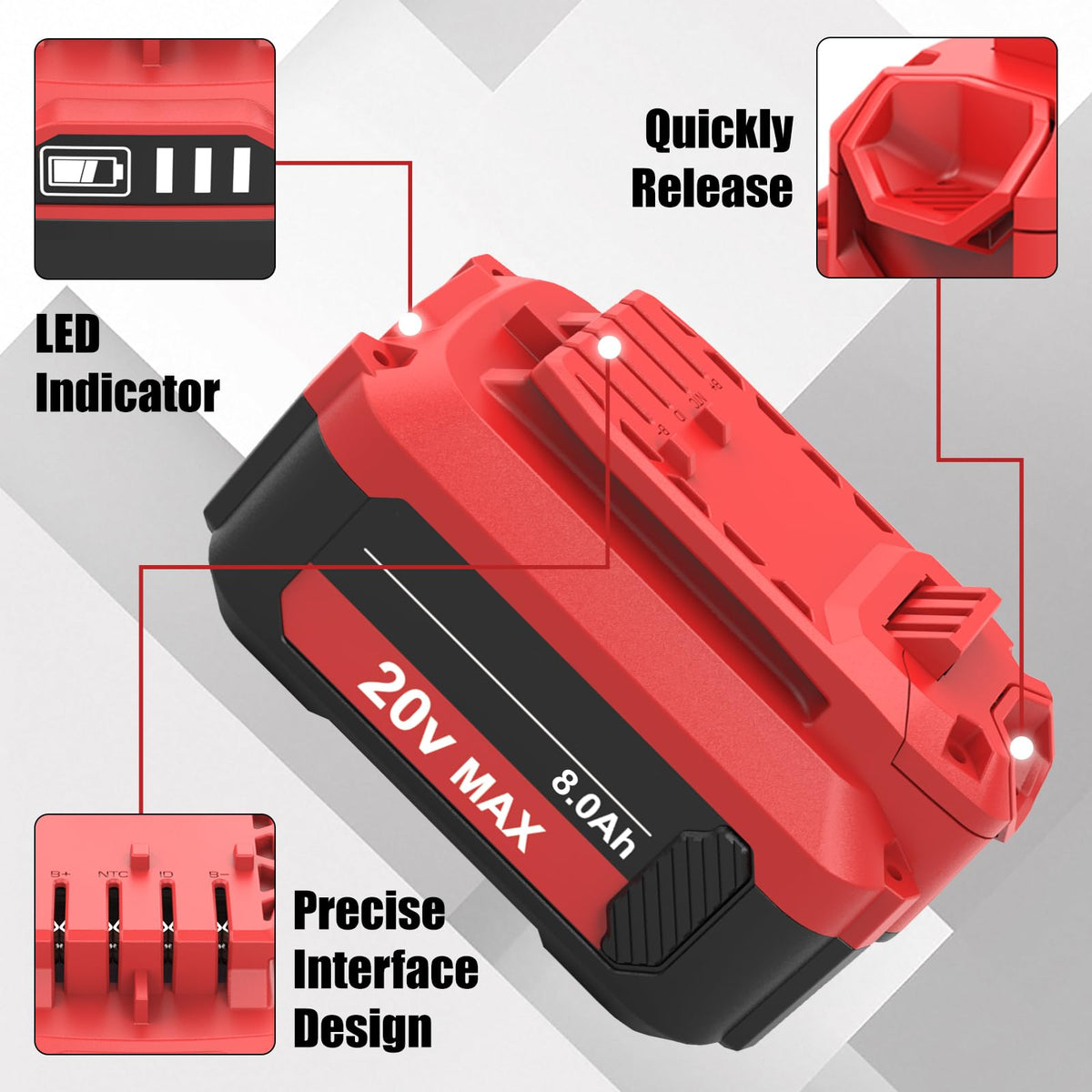 2 Pack 8000mAh CMCB206 Reemplazo para Batería de 20 Voltios Craftsman 8.0Ah