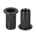 M5 Rivet Nuts Carbon Steel Zinc-Plated Knurled Flat Head Threaded Insert Nut Black 100Pcs