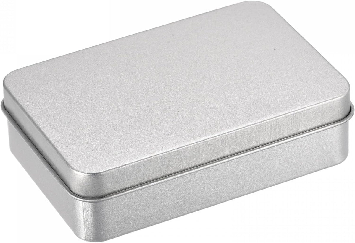 Scatola metallica, 2pz 4.21" x 2.87" x 1.18" Contenitori vuoti di lamiera rettangolari con coperchi, Tono argento