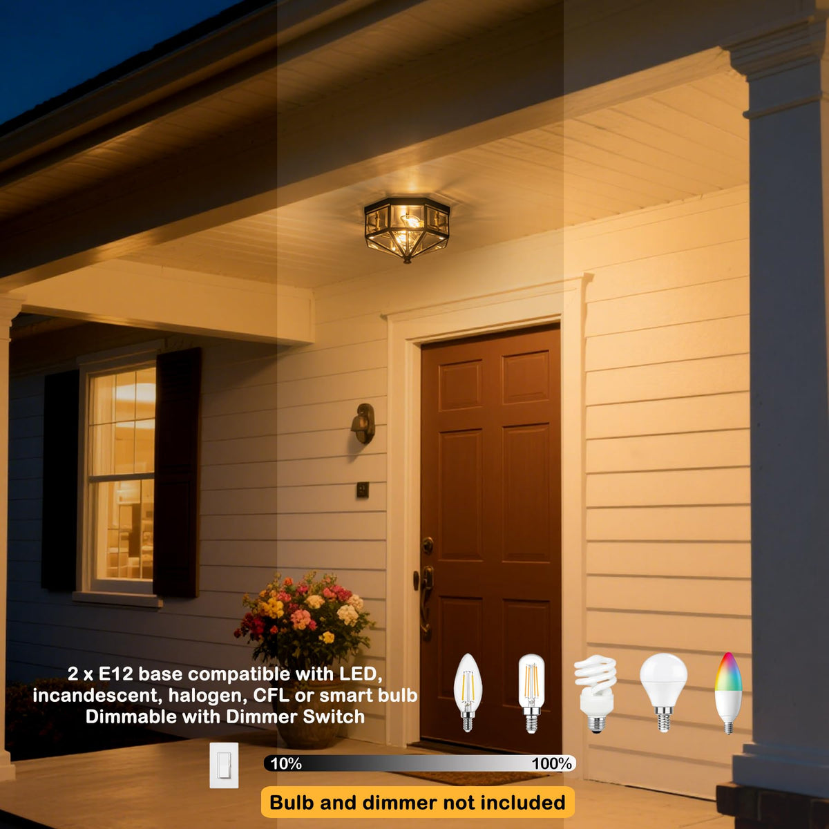 LinkMejor 10.25 Pollici Lampada da Soffitto Esterna in Rame a Montaggio Flusso