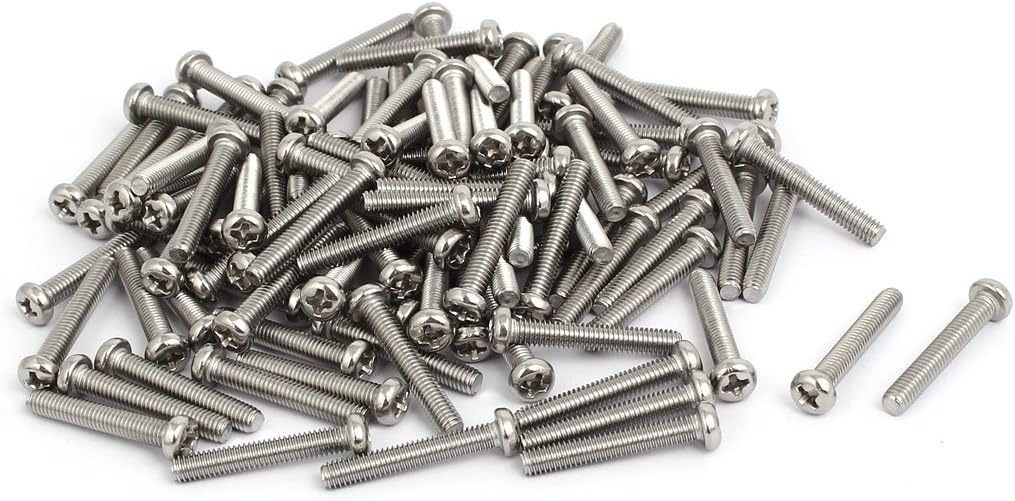 M4 x 25mm 304 Stainless Steel Phillips Round Head Machine Screws Bolt 100pcs