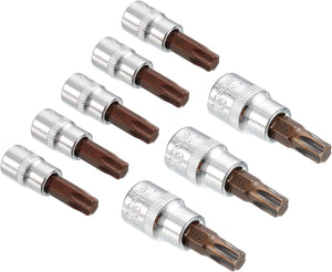1/4" Vaihteen x T40 & 3/8" Vaihteen x T45 Torx-säädinlaatikko 8 kpl, S2 teräsbitit, CR-V säätimet (vain käytettäväksi käsissä)