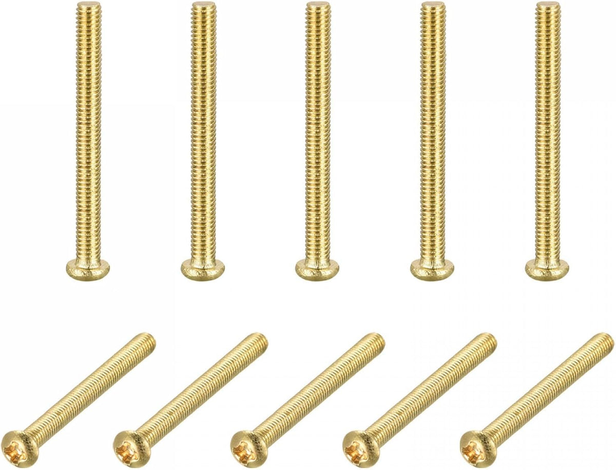 Brass Machine Screws, M3x30mm Phillips Pan Head Fastener Bolts for Furniture, Office Equipment, Electronics 16Pcs