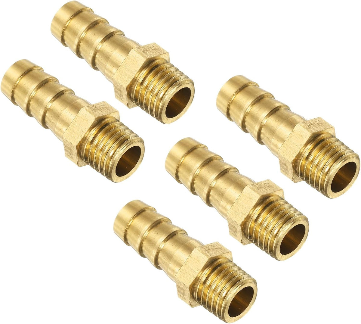 5Pcs Brass Hose Barb Fittings Metric M12-1.5 Male to Barb Fit Hose ID 10mm Barbed Pipe Fitting Adapter Connector for Water Fuel Air
