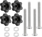 4 Sets Star Knob Kit, M4 Metric Thread 25mm Head Threaded 6-Star Knobs with M4 x 40mm Hex Socket Bolts & M4 Flat Washers, Clamping Handles Track Accessories for Woodworking Jigs