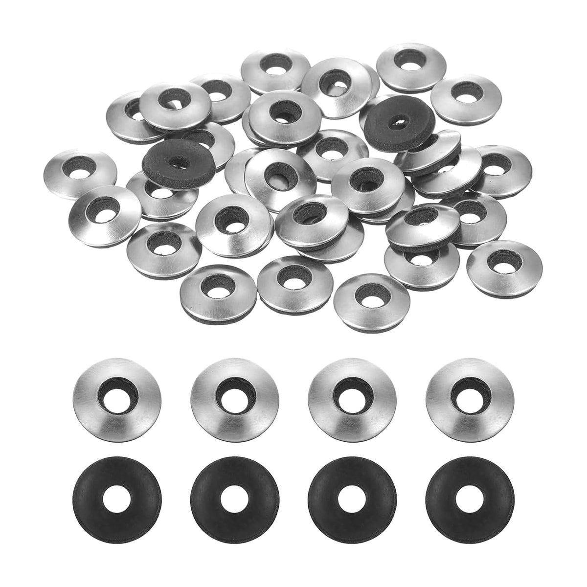120Pcs EPDM Bonded Sealing Rubber Washers, 3/16" x 9/16" 304 Stainless Steel Neoprene Rubber Washers Gasket for Screws, Bolts, Metal Panels, Machinery