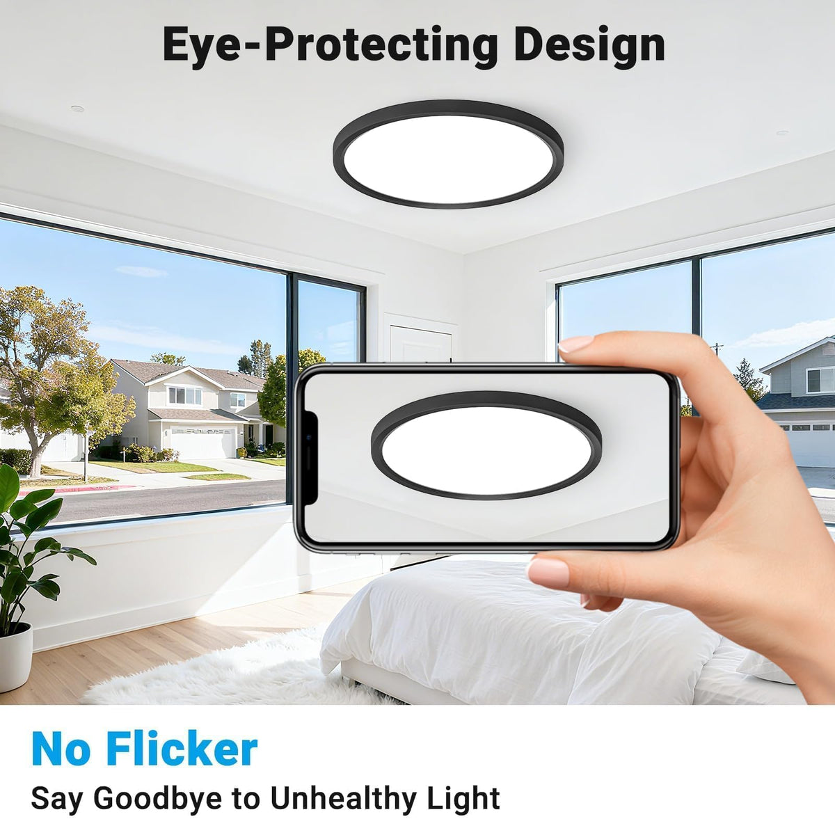 LinkMejor 2Pack 12 Pouces Lumière de Plafond Montée à Fleur avec LED, 5 Températures de Couleur