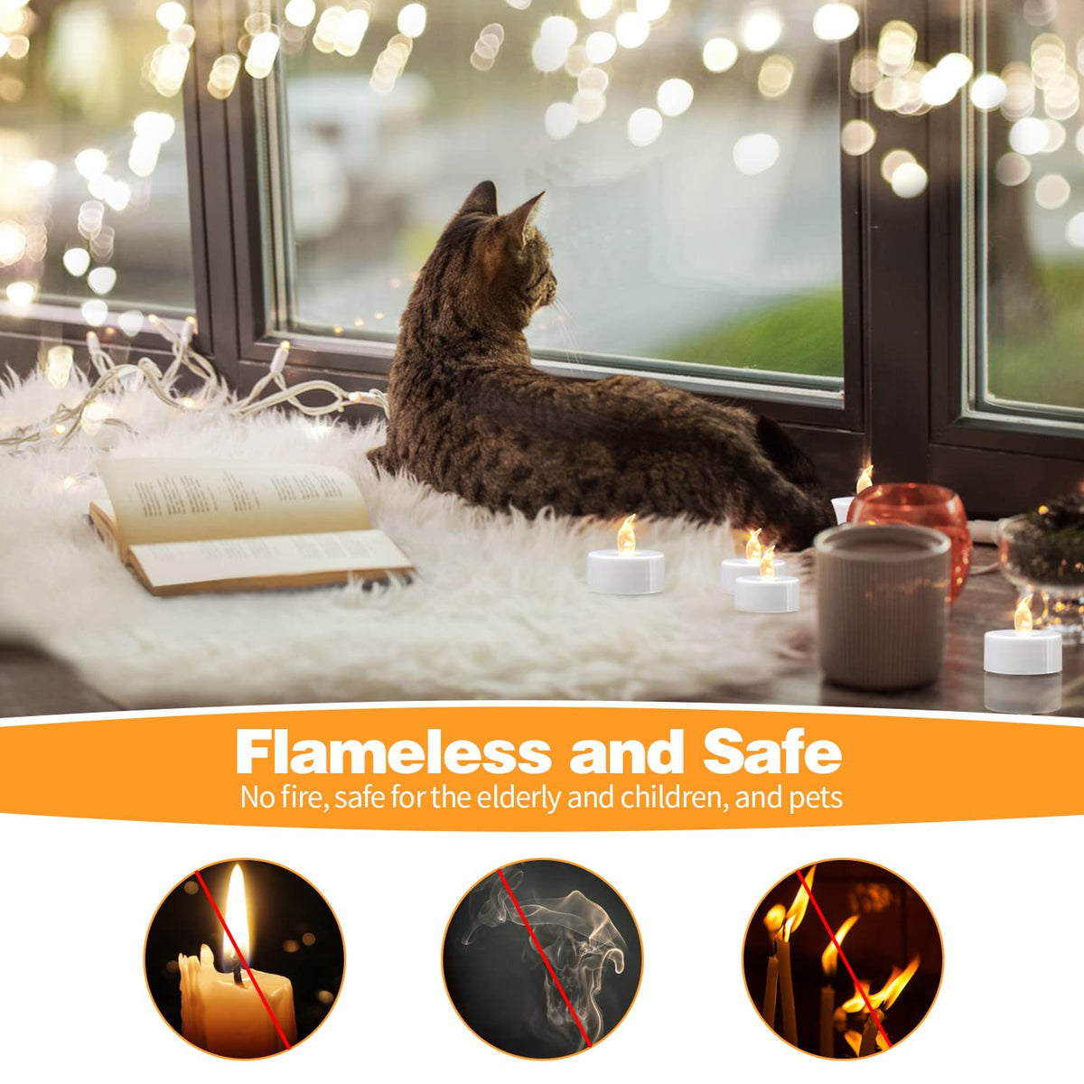 LinkMejor 24 Pack Tea Lights with Timer, Auto-On 6 Hours and Off 18 Hours