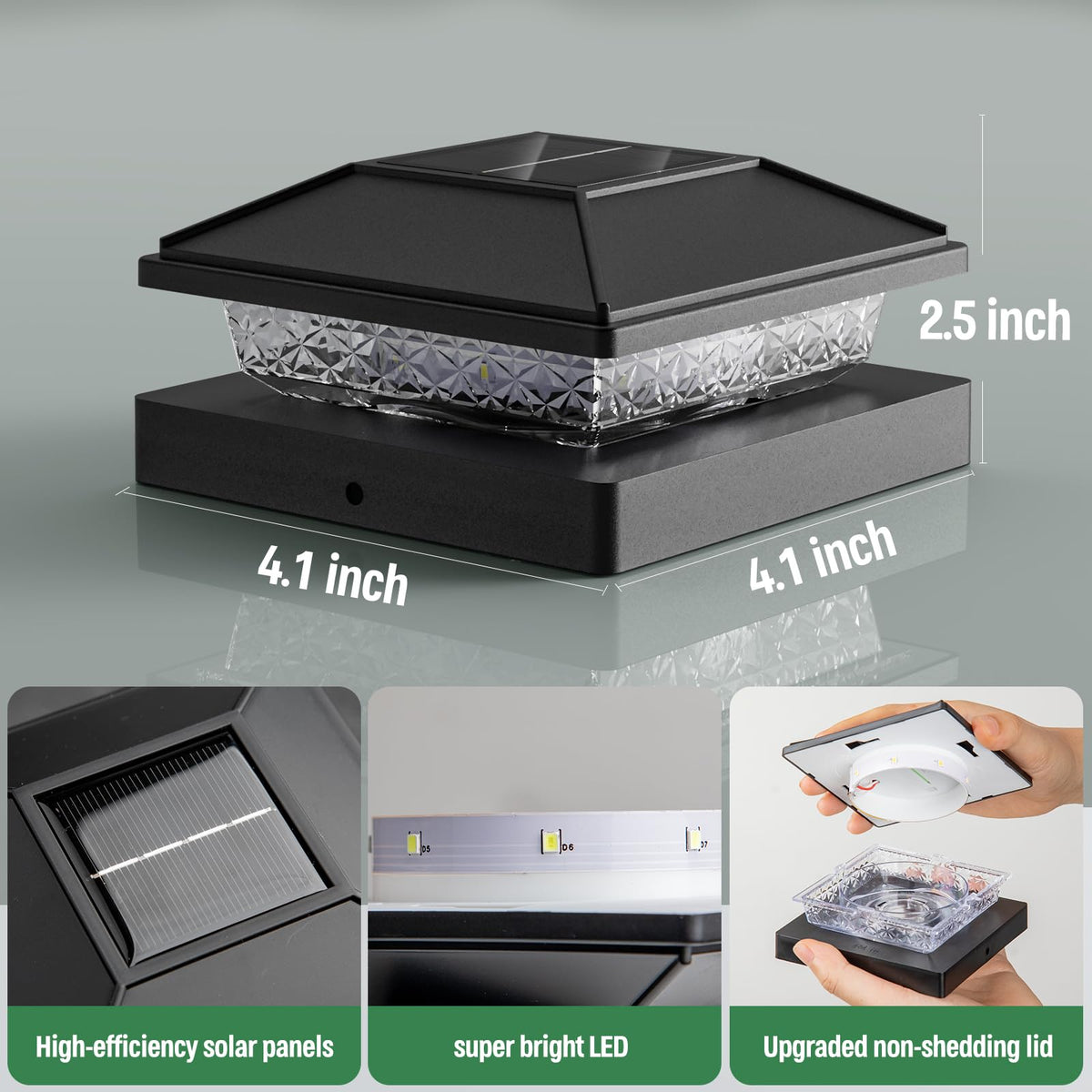 LinkMejor Zonne Post Kappenlamp 12Pack, IP65 Waterdicht, Past op 4x4/3.5x3.5 Posts