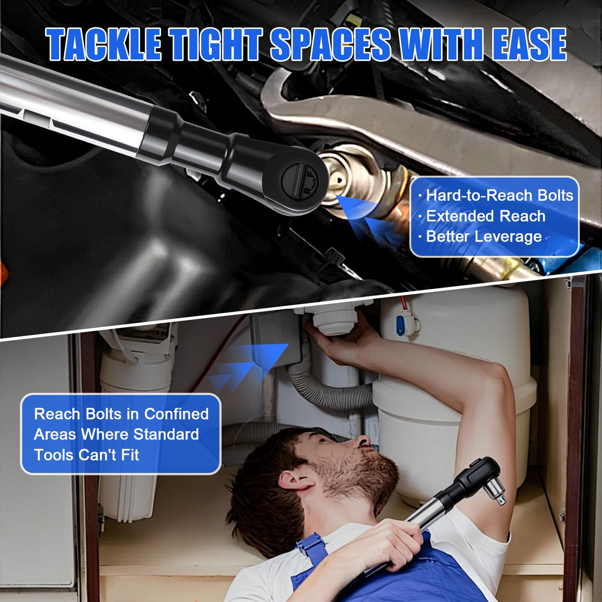 LinkMejor 1/2" Extensor de Chave de Fenda com Adaptadores 3/8" e 1/4"