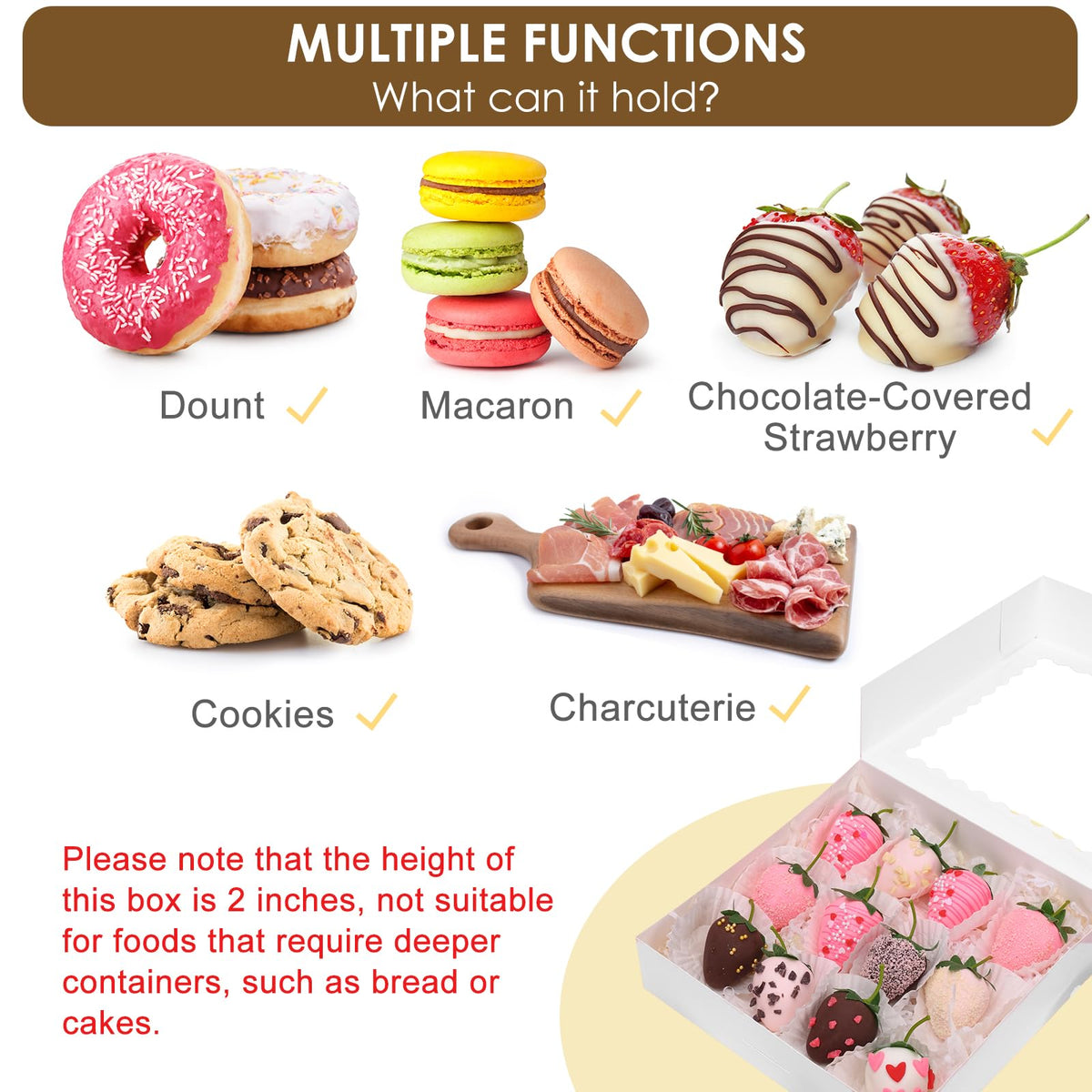 Caixas de Presentes LinkMejor 12 peças, 8x8x2 polegadas, Caixas de Biscoitos com Janela