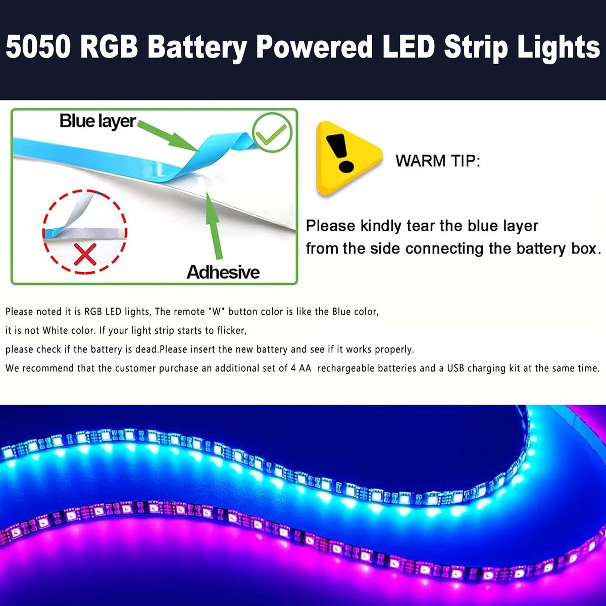 LinkMejor 6.56m/2m Batteridriven LED-bandsljus