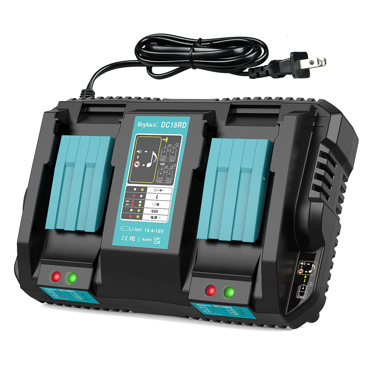 Carica batterie duale rapida da 18V compatibile con batterie Makita