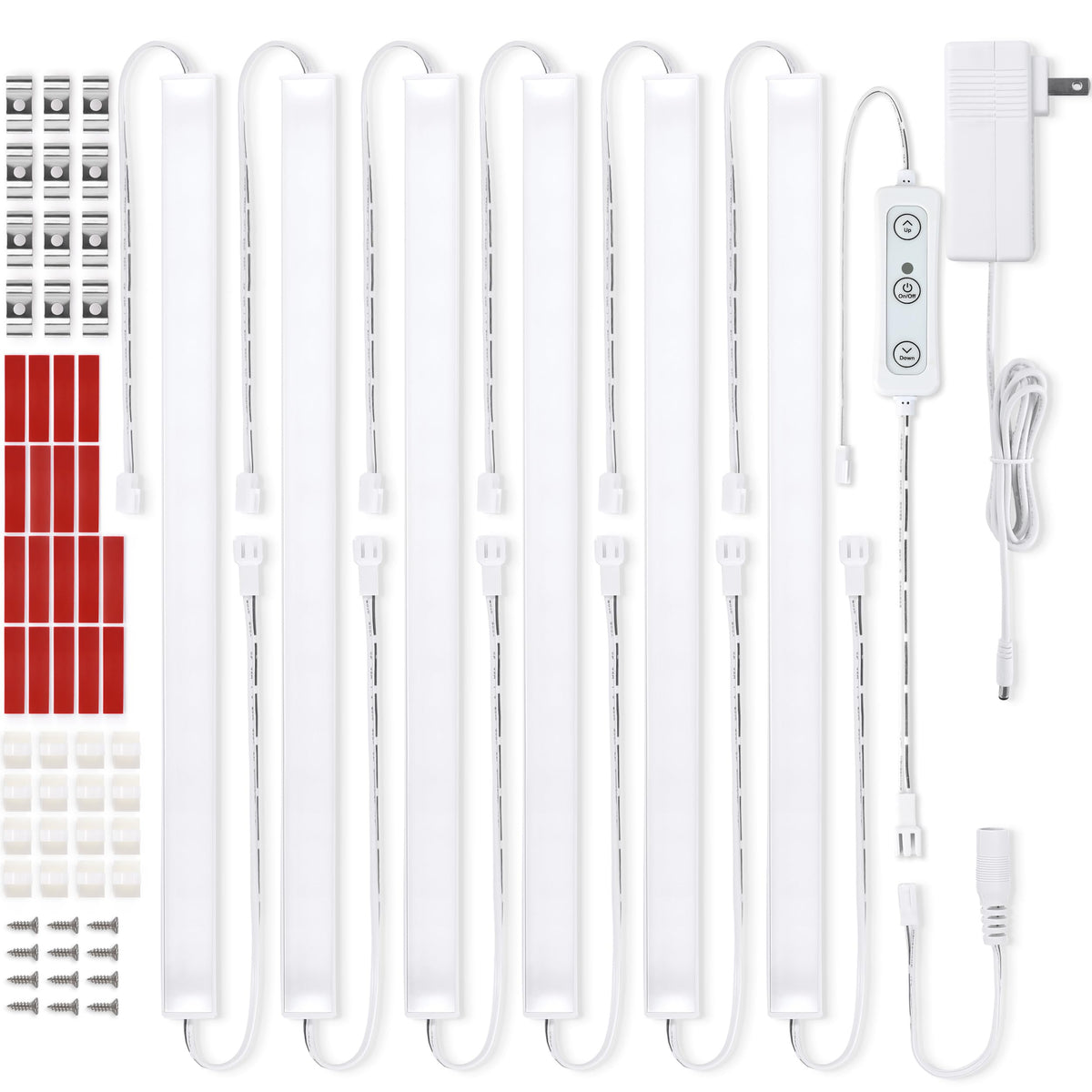 LinkMejor Lampes de Cuisine Sous-Étagère Brancheables. 6 Lumières avec Adaptateur Dimmer. 5000K