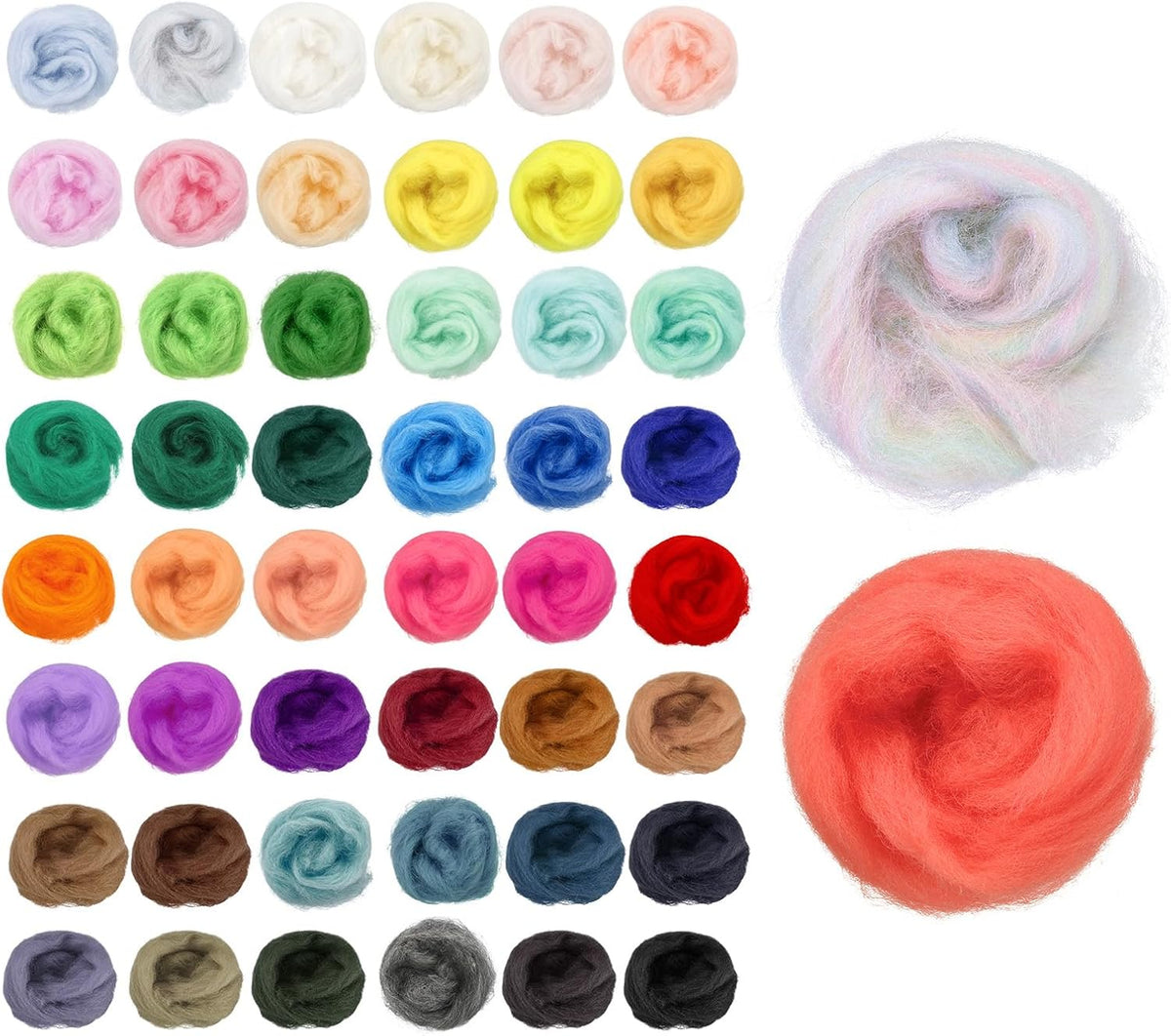 100 PCS Needle Felting Wool - 50 Colors Nature Fibre Wool Yarn Roving Needle Felting Hand for Wool Felting Yarn Supplies DIY Craft Materials, 3g/Pack