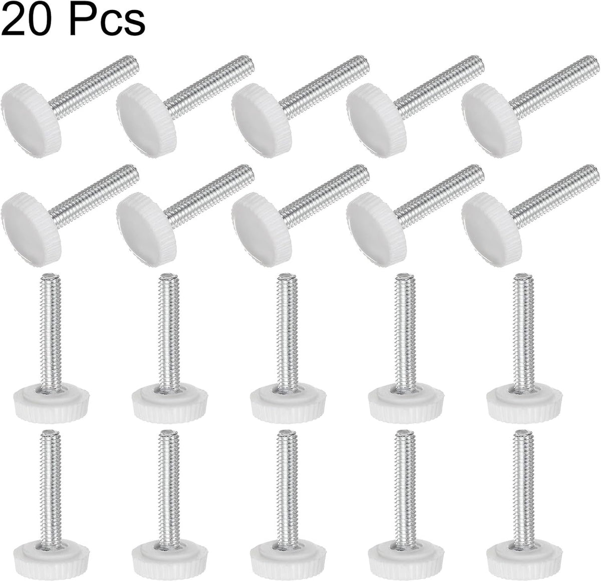 20stk M4 x 8mm Metrisk Mandskabsskru Knurrede Knapper, Fingret Skru Klemme Knapper Greb Plast Håndskruer med Skruet Skråstykke, Sort