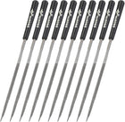 10Pcs Second Cut Steel Triangular Needle File W Plastic Handle, 3mm x 140mm