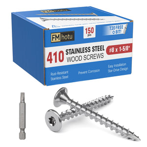 #8 x 1-5/8" Țevi din Oțel Inox, 150Pcs Clasa 410 Oțel Inox