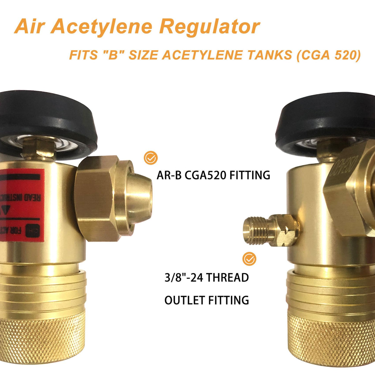 AR-B CGA520 Acetylenregulator til B tanke/Torche regulator/Visningskit