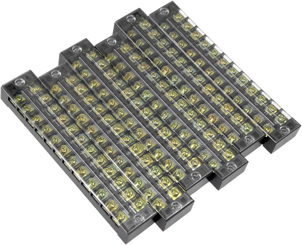 6 Pcs Dual Rows 12 Positions 600V 25A Cable Barrier Block Terminal Strip TB-2512L