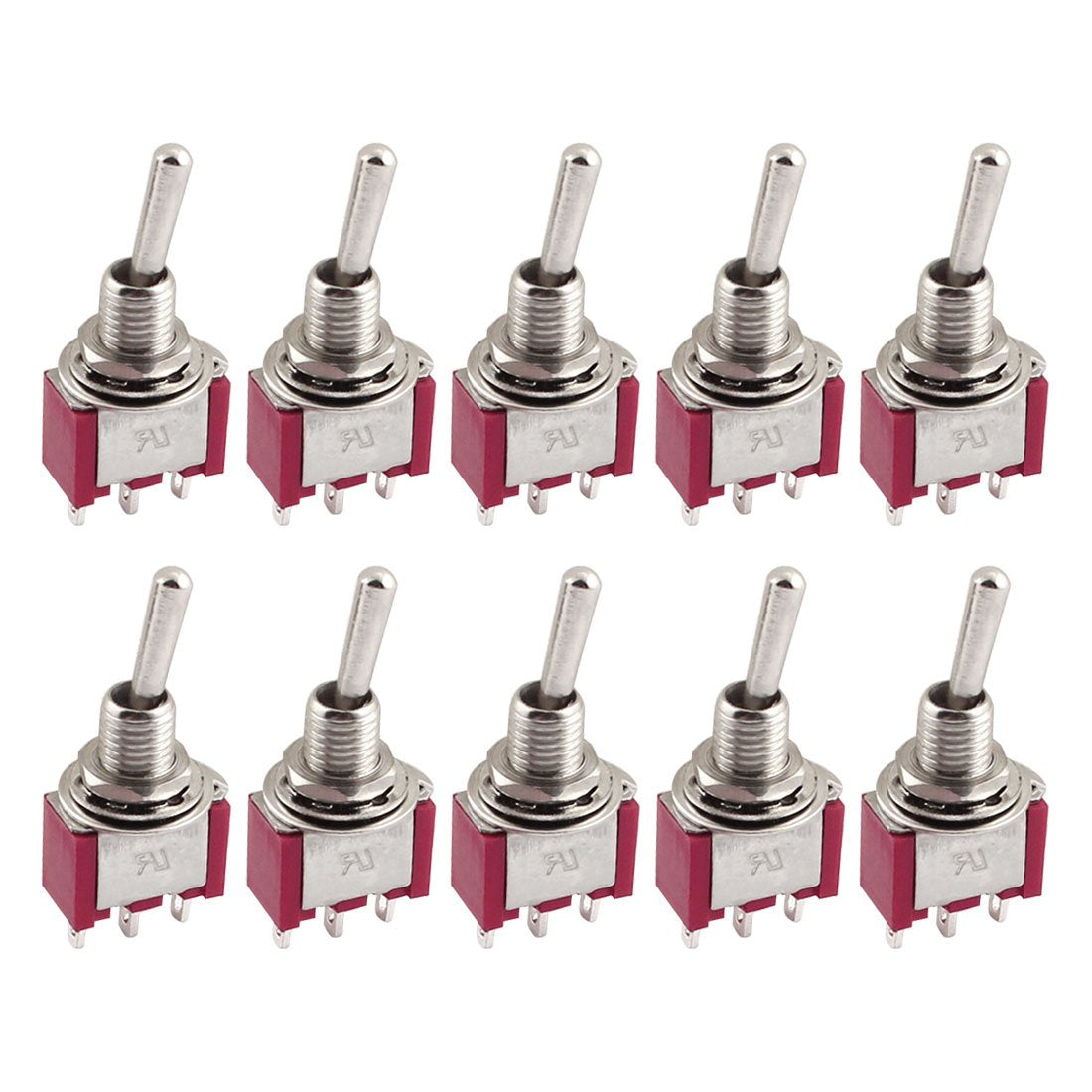 10 Pcs Power Control Red Metal Toggle Switch AC120V/5A SPDT ON/OFF/ON