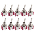 10 Pcs Power Control Red Metal Toggle Switch AC120V/5A SPDT ON/OFF/ON