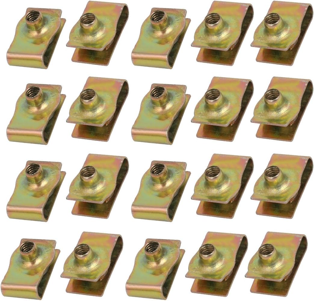 20pcs Spring Steel Speed Fastener U Nut Clip Brass Tone for M4 Screw Bolt Fit 3mm Thickness Panel