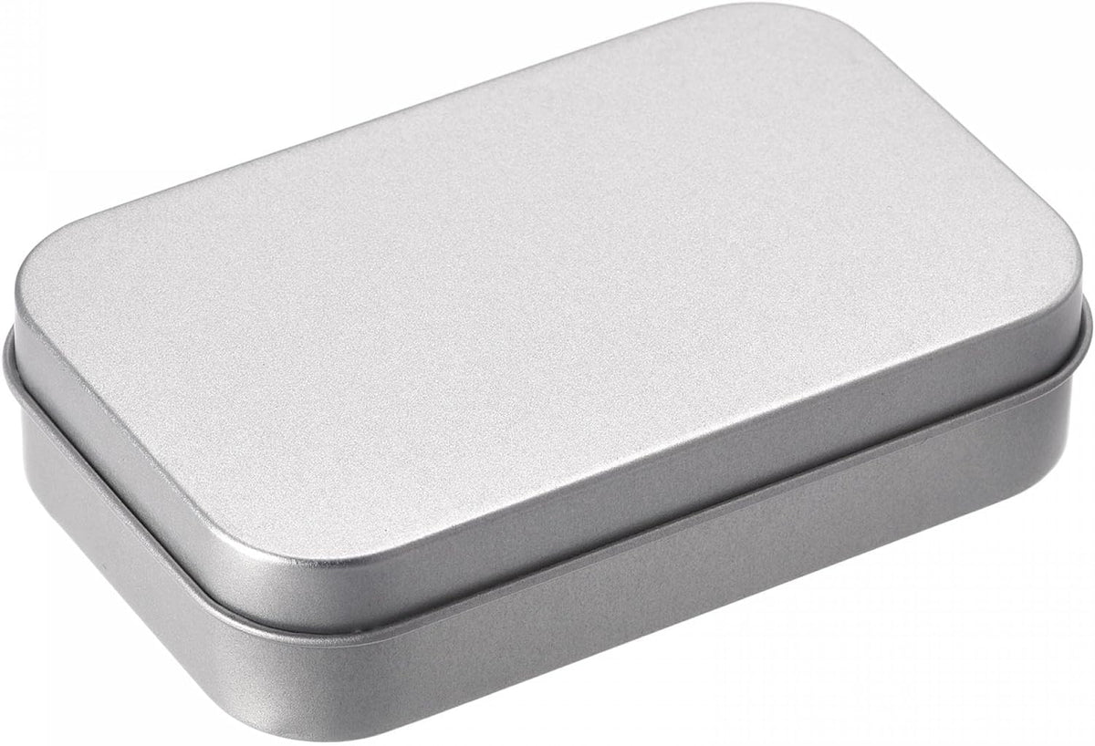Scatola metallica, 2pz 4.21" x 2.87" x 1.18" Contenitori vuoti di lamiera rettangolari con coperchi, Tono argento