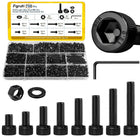LinkMejor 750PCS M3 Screws Assortment Kit, M3x6/8/10/12/16/20/25/30 mm Hex Socket Head Bolts, Nuts & Washers Assorted Set - 12.9 Alloy Steel Black Zinc Plated M3 Screw for 3D Printer,DIY