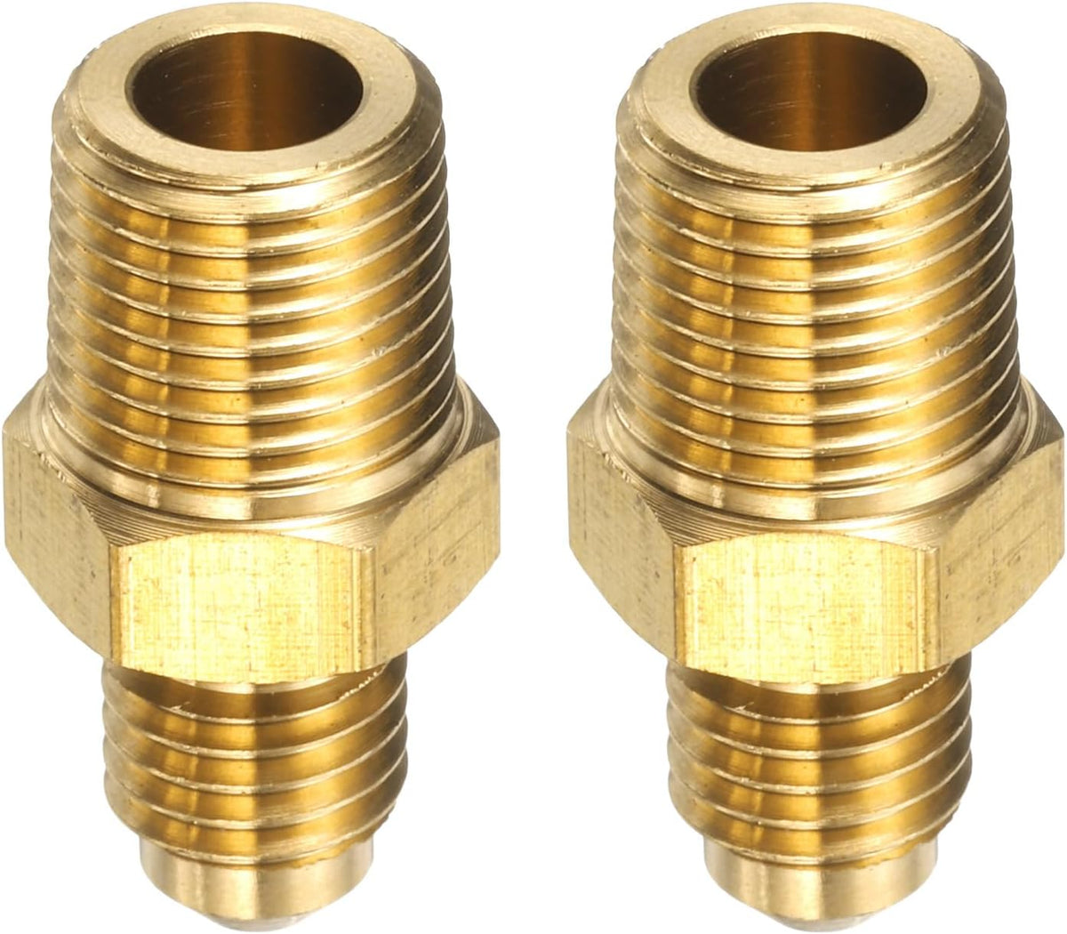 2pcs Brass Flare Tube Fitting 5/16-24 UNF X 1/8 NPT Male Half Union Gas Adapter Flare Brass Couples Pipe Connector for Gas Systems