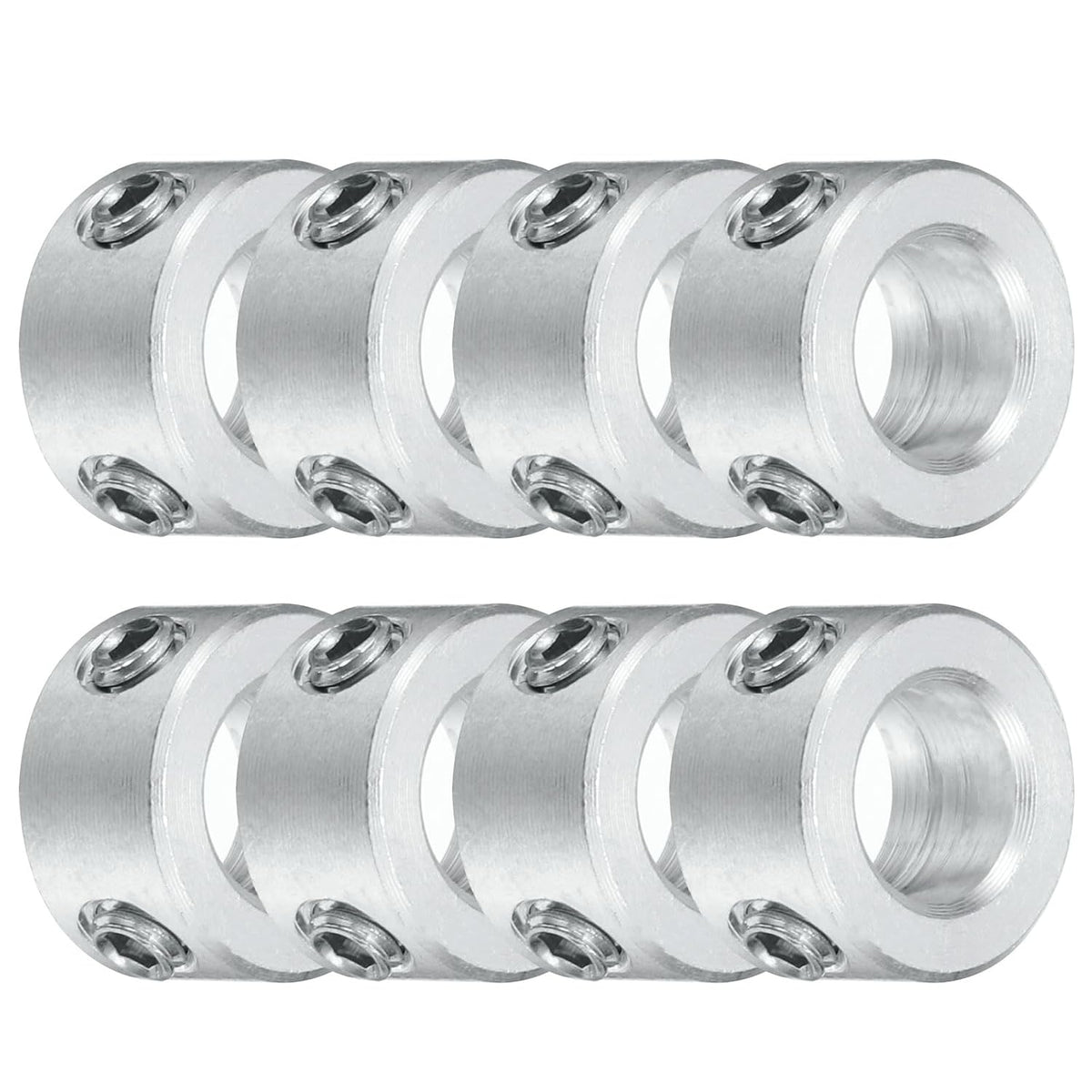 8pcs Set Screw Collars 8mm Bore, Aluminum Shaft Collars, 14mm OD and 8mm Thickness, Set Screw Clamp Collar, Stop Collar for Linear Rod Shaft Guide