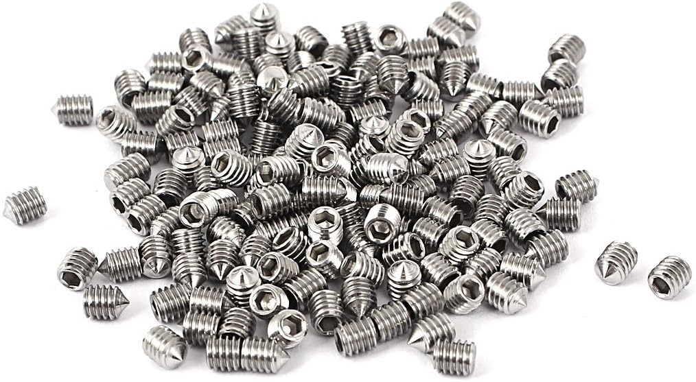 4x5mm 304 Stainless Steel Cone Point Head Hex Socket Grub Screws 50pcs