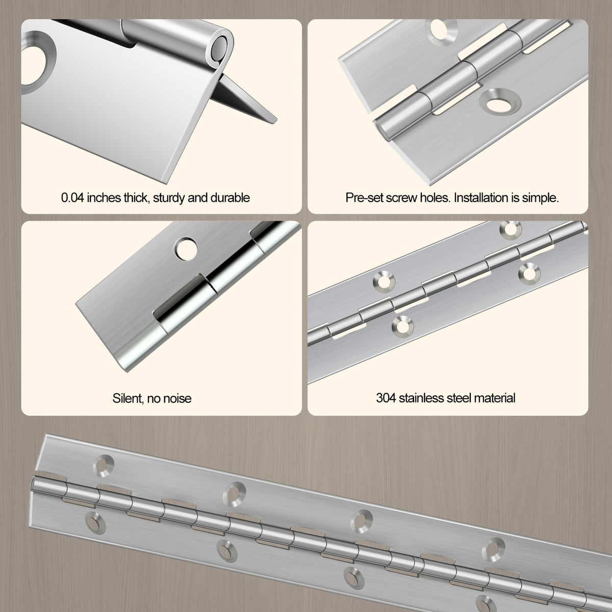 3Pack12''ปิ๊นโนหน้าต่างสแตนเลส สายต่อเนื่อง พร้อมตะกร้า พร้อมตัวตึง