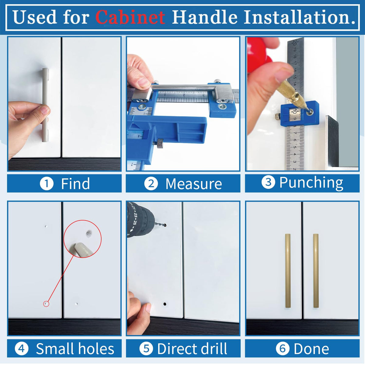 LinkMejor Cabinet Hardware Jig&Auto Center Punch&Point Drill Bits