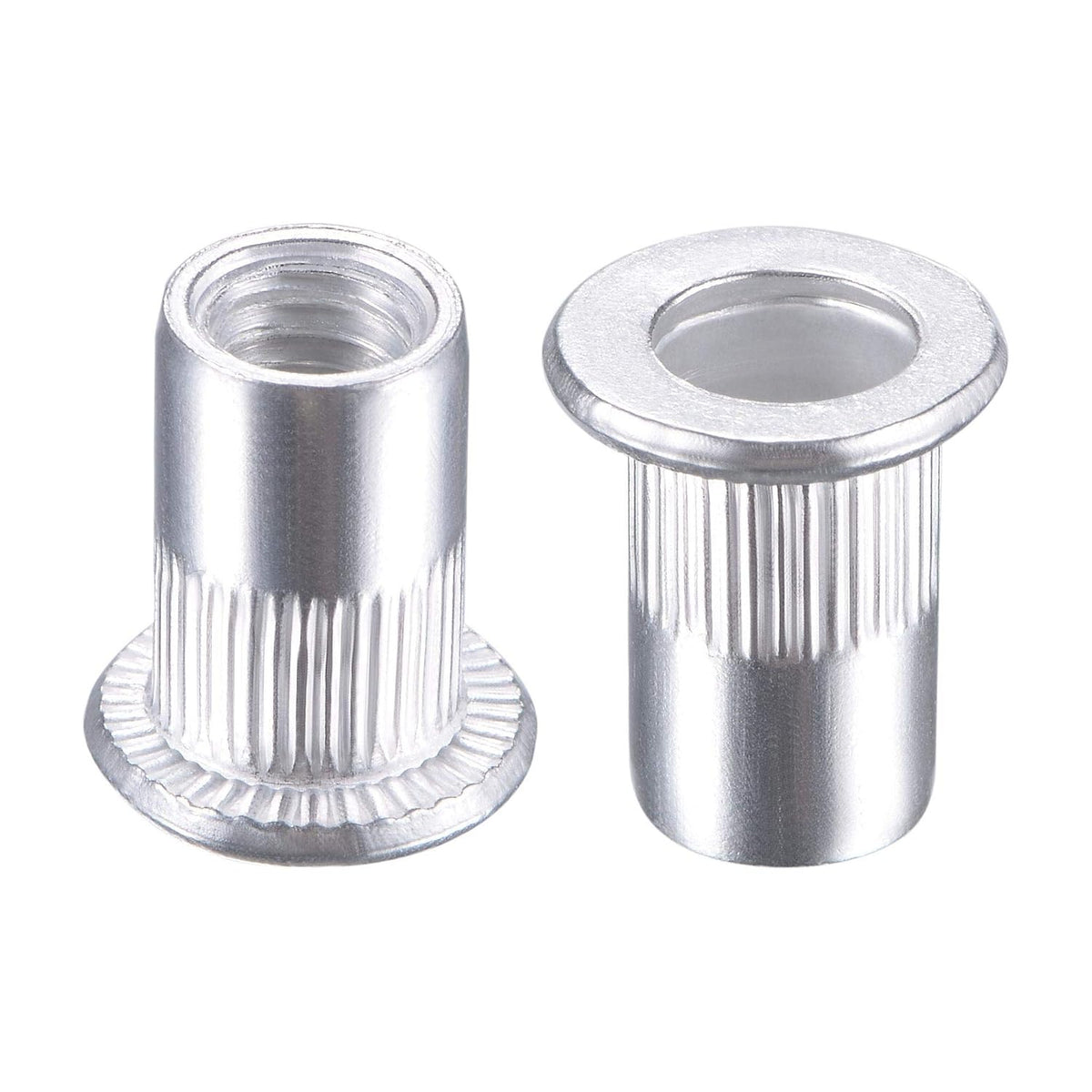 M6 Rivet Nuts Aluminium Alloy Knurled Flat Head Threaded Insert Nut Silver 100pcs