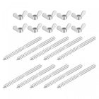 M6 Wing Nuts Butterfly Nut Silver Tone 10pcs and M6x79mm Hanger Bolt Double Headed Screw 12pcs