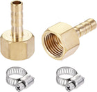 Brass Barb Hose Fitting Connector Adapter 6mm Barbed x G1/4 Female Pipe with 6-12mm Hose Clamp 2Set