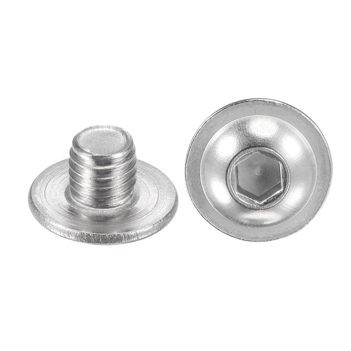 Flanged Button Head Socket Cap Screws, M8x8mm Hex Socket Drive Screw, 304 Stainless Steel Fasteners Bolts, Fully Threaded Machine Screw 50Pcs